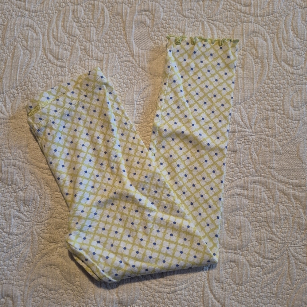 Gymboree girls leggings, size 5T Greek Isle line, lettuce leaf trim pull on EUC